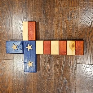 Handmade Wooden Patriotic Hanging Cross